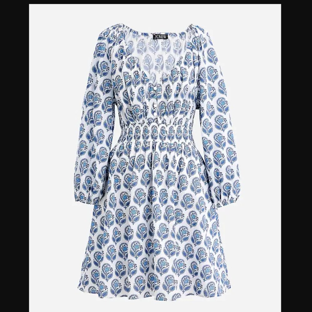 NWT JCREW V-neck mini dress in bouquet block print